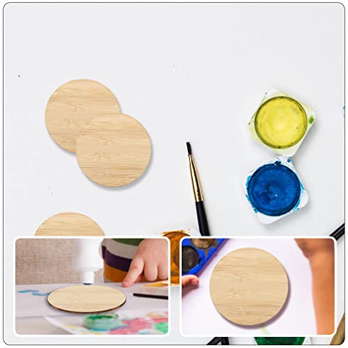 COHEALI 20pcs Round Bamboo Craft Bamboo Tag Unfinished Wooden Cutouts Blanks Round Disc Wood Graffiti Slices Christmas Wooden Cutouts Round Wood Slab COHEALI