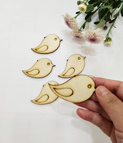 50pcs Mini Wooden Bird Shapes, DIY Wood Birds Blank for Art Projects Craft Decoration Gift Decoupage Ornament Craft Supply Unpainted (1'') XIAOYUE