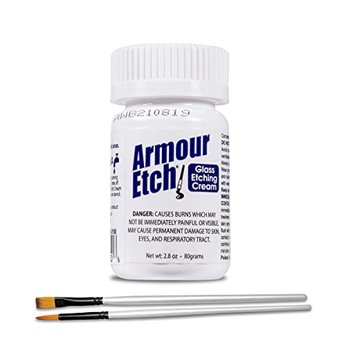 Armour Etch Glass Etching Cream - Starter 2.8oz Size - Bundled with Moshify Application Brushes Moshify