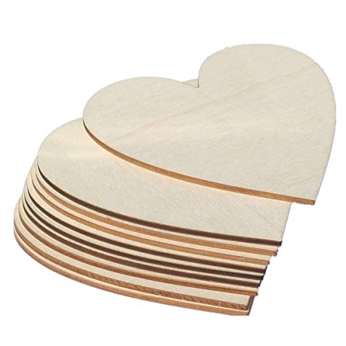 4 inch Wood Hearts, Natural Unfinished Wood Heart Cutout Shape,4 inch,(10 Pieces) VZNBJUAN