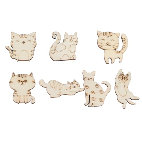 200 Pcs Unfinished Wooden Animal Cat Dog Shapes Wooden Cutouts Chips Colorable Animal Crafts Empty Wooden DIY Ornaments for Home Kindergarten Tissting