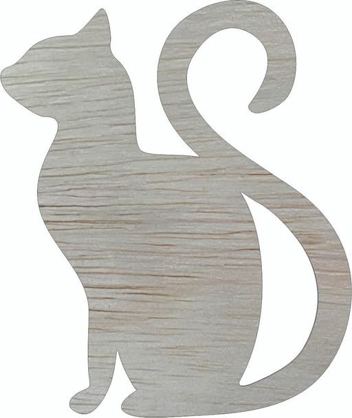 Cat with Tail Wood 6" Shape, Unfinished Animal Wooden Cutout NEXTCraft