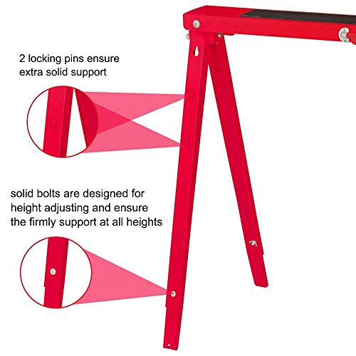 TOMAX Folding Sawhorse Height Adjustable 440lb Weight Capacity Single Pack TOMAX