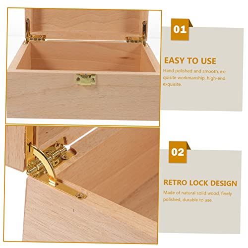 VOSAREA 1pc High-end Storage Wooden Box Wood Diy Craft Case Wooden Jewelry Wood Holder Jewelry Organizer Tray Unfinished Wooden Case Storage Cubes VOSAREA