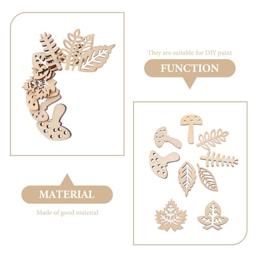 KALLORY 1 Set Unfinished Wooden Cutouts Pieces Blank Wood Slice Pieces Wooden Embellishments Wooden Plants Pieces Cutouts Craft Embellishments for KALLORY