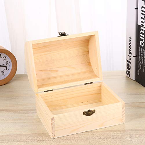 ARTIBETTER Unfinished Wooden Box Wooden Treasure Box Decorative Wooden Jewelry Box with Locking Clasp for Crafts Jewelry Storage ARTIBETTER
