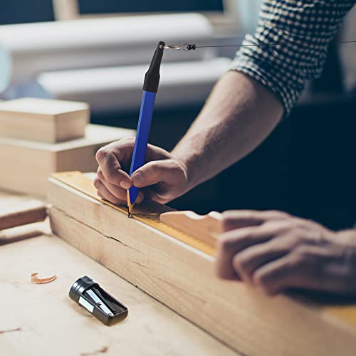 Hiboom 12 Pieces Carpenter Pencil, 7 Inches Flat Octagonal Hard Black Carpenter Marking Pencils with Pencil Sharpener and Silicone Heavy Duty Hiboom