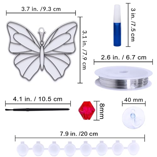 Winlyn 27 Sets Butterfly Suncatchers Ornaments Decorations DIY Window Paint Art Suncatchers Butterfly Suncatchers Painting Craft Kits for Kids Winlyn