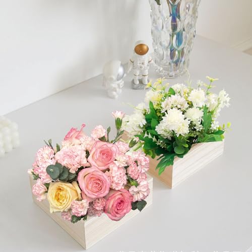 8-Pack Unfinished Small Wooden Boxes 6 Inch Square Rustic Wooden Box for Crafts Wood Box Centerpiece Small Square Wood Boxes for DIY Craft Voittozege