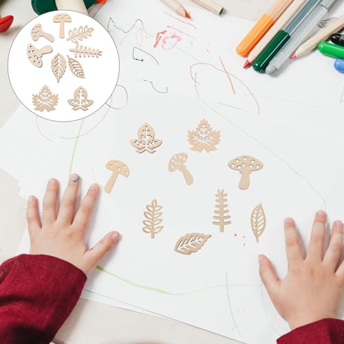 KALLORY 1 Set Unfinished Wooden Cutouts Pieces Blank Wood Slice Pieces Wooden Embellishments Wooden Plants Pieces Cutouts Craft Embellishments for KALLORY