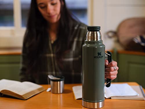 Stanley Classic Vacuum Insulated Wide Mouth Bottle - Hammertone Green - BPA-Free 18/8 Stainless Steel Thermos for Cold & Hot Beverages - 1.5 QT STANLEY