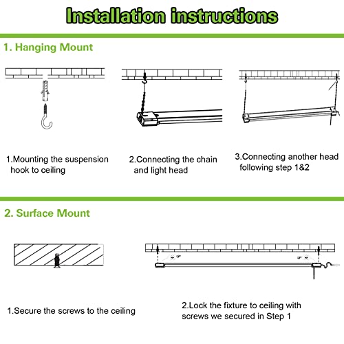 5000K LED Shop Light Linkable, 4FT Daylight 42W LED Ceiling Lights for Garages, Workshops, Basements, Hanging or FlushMount, Included Power Cord and hykolity