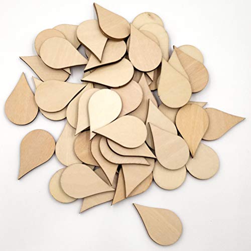 SUPVOX 100pcs Unfinished Drop Shape teardrops Wood Slices DIY Paint Decorate SUPVOX