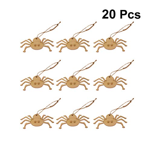 LIOOBO 20PCS Halloween Ghost Festival Decoration Props Puzzle Graffiti Wood Chip Spider Wooden Pendant for Arts and DIY Crafts Creative Decorations LIOOBO