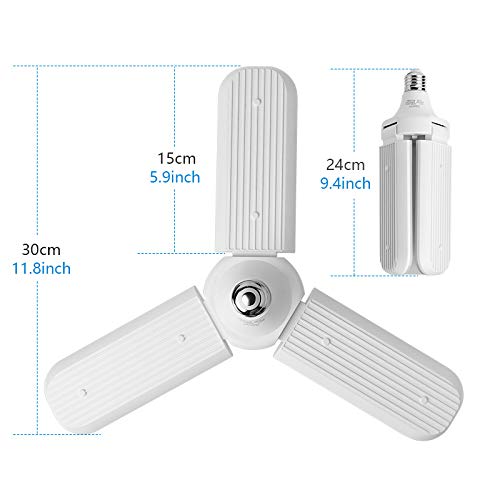 LED Garage Light,400 Watt Equivalent 6000K,Cool Daylight White LED Area Light,E26/E27 Medium Base,for Outdoor Factory Warehouse Barn Backyard and DooVii