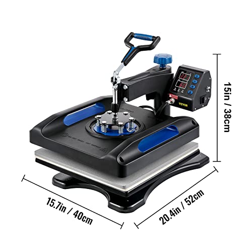 VEVOR Heat Press, 15x15inches Heat Press Machine 5 in 1, Swing Away Digital Control Multifunctional Heat Press, Anti-Scald Fast-Heating, Sublimation VEVOR