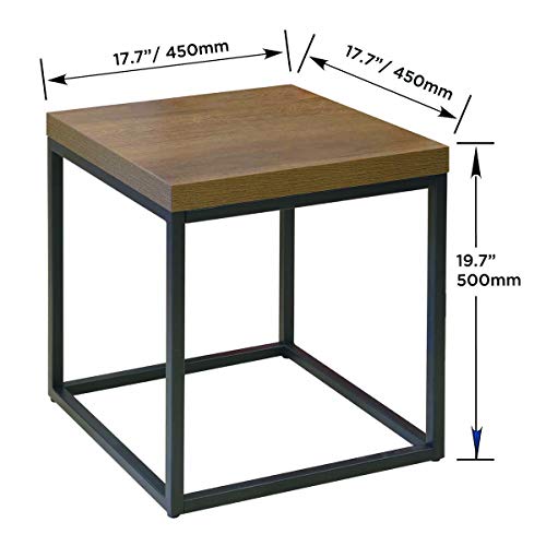 CENSI Walnut End Table | Side Table | Coffee Table | Nightstand, Modern Industrial Square Metal and Extra Thick Wood Tabletop (Dark Walnut) CENSI