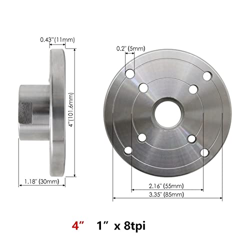 BREAKA 4pcs Steel Wood Lathe Face Plates 1" X 8tpi Thread Flange Faceplate, Woodworking Turning Tools, Lathe Chuck BREAKA