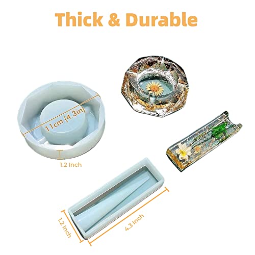 5 PCS Silicone Molds for Resin - Large Rolling Ashtray Tray Mold and Resin Grinder Mold for Grind with Efficient Spikes Shape and Storage,Rectangular HIQUE