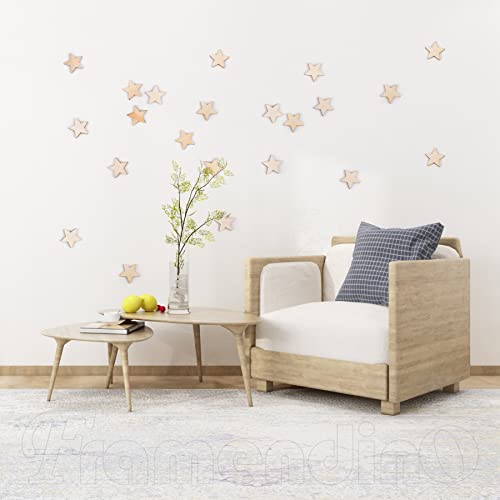 Framendino, 100 Pack Wood Stars Cutouts Unfinished Wooden Stars Pieces Blank Slices for DIY Crafts Wedding Party 1 Inch Framendino