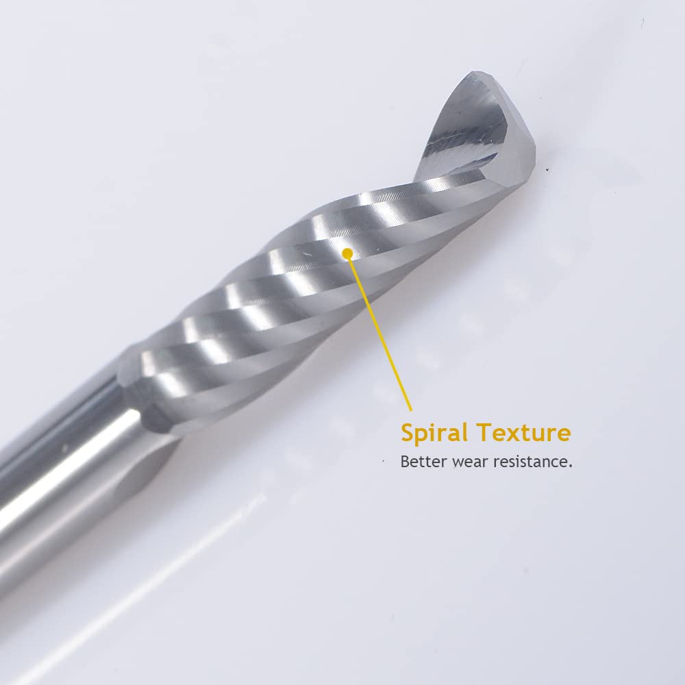 CNC Router Bits,Engraving Bits,End Mill Milling Cutter,Single Flute Spiral Upcut Router Bit,1/8 Shank,Tungsten Steel Engraving Carving Tool Kit for HOZLY