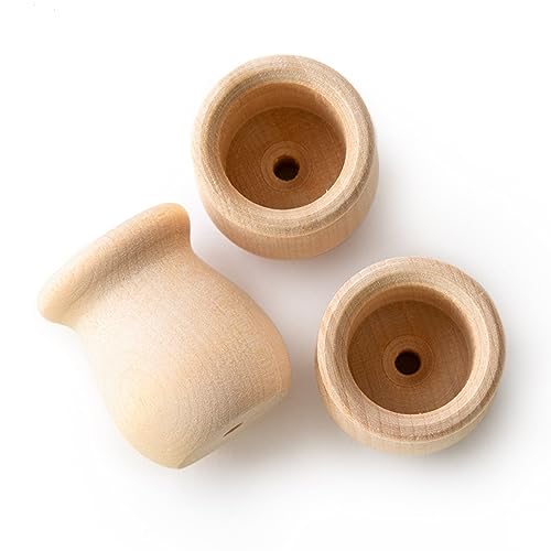 Pinehurst Crafts Premium Unfinished Wooden Bean Pot Candle Cup, Great for Candlestick, Honey Pot or Flower Pot, 1-9/16 Inch Tall (7/8" Hole), Pack of Pinehurst Crafts