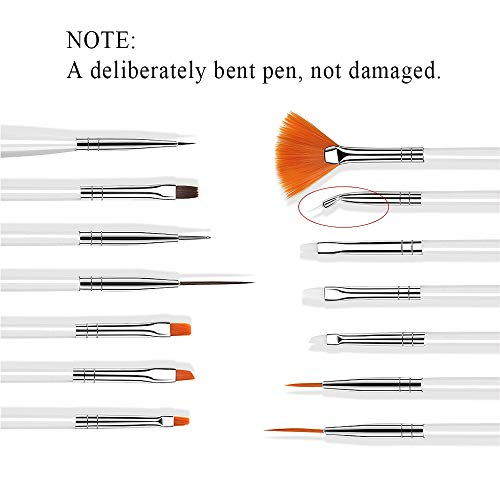 AUOCATTAIL Nail Art Design Tools 15pcs Painting Brushes Set with 5pcs 2-way Dotting Pens & A Gold-rimmed Resin Palette Nail Art Brushes Kits Nail Art AUOCATTAIL