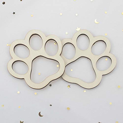 JANOU 6pcs Big Paw Shaped Wooden Cutouts Dog Cat Claws Cutouts Unfinished Wood Pet Paw Wood DIY Craft Embellishments Gift Ornaments Decoration, JANOU