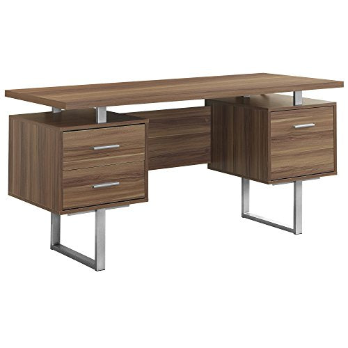 Monarch Specialties Walnut Hollow-Core/Silver Metal Office Desk, 60-Inch Monarch Specialties