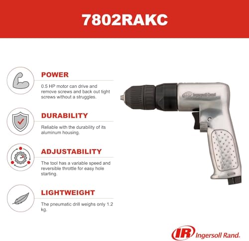 Ingersoll Rand 7802RAKC Heavy Duty 3/8-Inch Reversible Pneumatic Drill With Keyless Chuck Ingersoll Rand