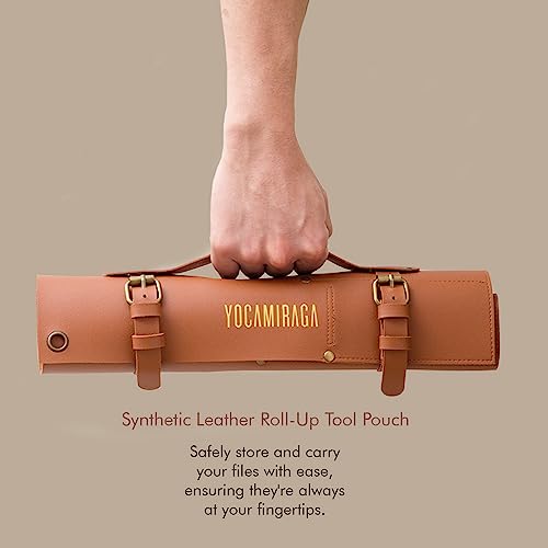 YOCAMIRAGA Metal File Set, 3Pcs of 8” Metal Files for Wood and Steel & 5Pcs Small Needle File Set for Precision Work, Files Tools with Synthetic YOCAMIRAGA