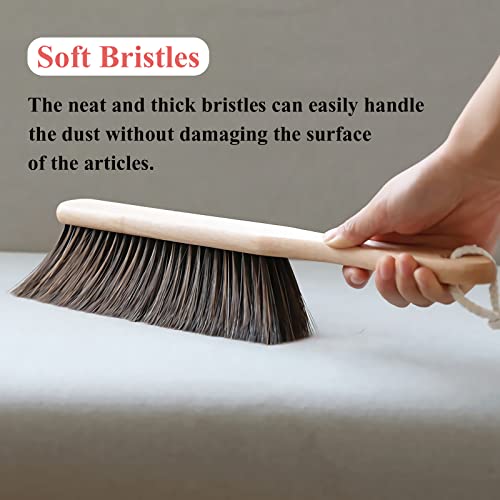 Counter Duster with Wood Handle, Hand Broom,Wood Block Hand Brush,Horse Hair Brush Broom Dust Brush Bench Woodworking Brush-Brushes Used for Counter, HOLIBIC