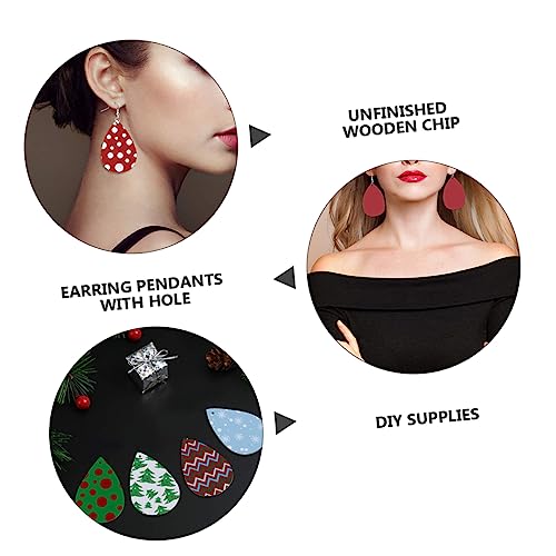 SEWACC 50pcs Water Drop Earrings Wood Piece Earring Pendants with Hole Ornament Earrings DIY Earring Supplies Earring Making Charm Unfinished Earring SEWACC