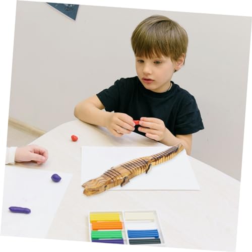 ibasenice 5pcs Crocodile Model Woody Toy Kids Arts and Crafts Toys Kids Crafts Animals Realistic Wood Crocodile Unfinished Wood Animal Toy Wooden ibasenice