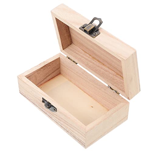 TEHAUX Box Box Wooden Box Unfinished Wood Crates Jewelry Organizer Tray Jewelry Storage Wood Jewelry Case Desk Topper Table Woodsy Decor Wooden TEHAUX