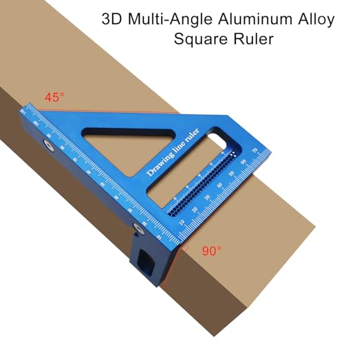 3D Multi-Angle Measuring Ruler,45/90 Degree Aluminum Alloy Woodworking Square Protractor,Ideal for Engineer Carpenter Crafting, Drawing,Miter Zalaxt