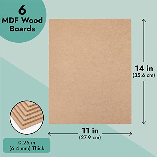 Bright Creations 1/4 In MDF Wood Chipboard Sheets for Crafts, Engraving, Painting (11x14 in, 6 Pack) Bright Creations