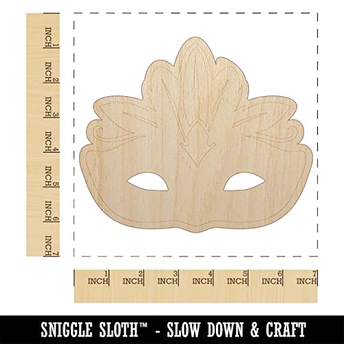 Mardi Gras Venetian Masquerade Mask Unfinished Wood Shape Piece Cutout for DIY Craft Projects - 1/8 Inch Thick - 6.25 Inch Size Sniggle Sloth