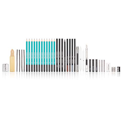 Norberg & Linden XXL Drawing Set - Sketching and Charcoal Pencils. 100 Page Drawing Pad, Kneaded Eraser, and Graphite. Art Set for Kids, Teens and Norberg & Linden