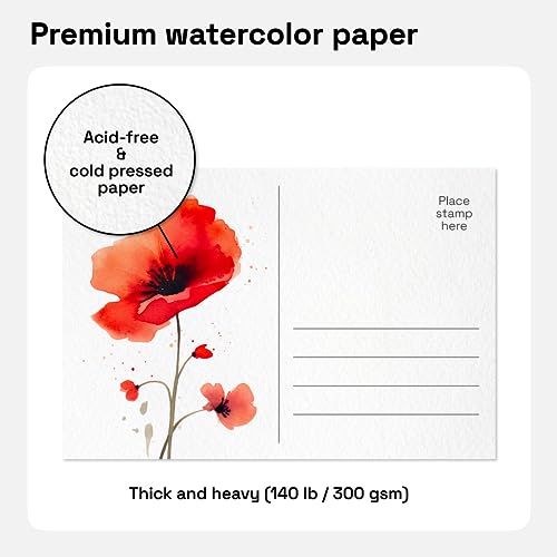 ARTISTRO 30 Watercolor Postcards 4x6 Inches - Heavyweight Paper Cards 140lb (300gsm) - Blank Postcards for Mailing, DIY Thank You Card, Greetings ARTISTRO