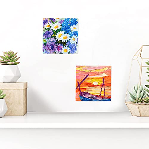 ADXCO 8 Pack Wood Panels 4 x 4 Inch Unfinished Wood Canvas Wooden Panel Boards for Painting, Pouring, Arts Use with Oils, Acrylics ADXCO