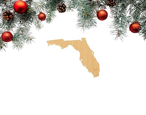 3 Pcs Florida Supply 3" Wooden Shape Ornaments Unique Unpainted Smooth Surface Unfinished Laser Cutout Wood Sheets Boards for Crafts 1/8 Inch Thick WoodArtSupply