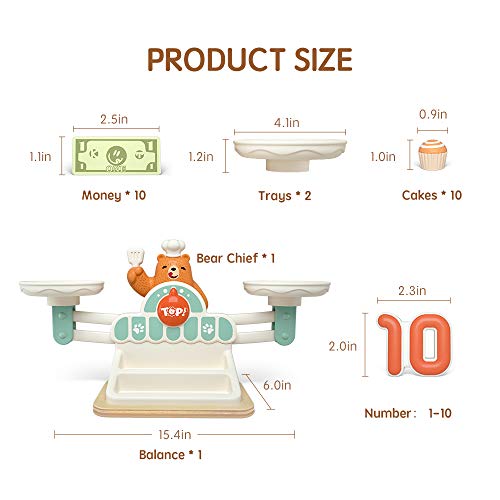 TOP BRIGHT Balance Math Game for Kids, Preschool Math Games for Kids Ages 3-5, STEM Montessori Toys for 2 3 4 Year Old Girls Boys Gifts TOP BRIGHT