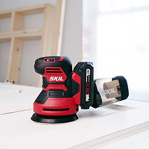 SKIL PWRCore 20 20V Brushed 5" Random Orbital Sander, Variable Speed, Includes 3pc Sandpaper, Dust Box, 2.0Ah Battery and Charger - SR6604B-10 Skil