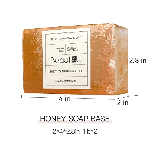 BEAUTI4U 2LB Honey Soap Base - Soap Making Supplies With Soap Making - Melt And Pour Soap Base - Melt And Pour Soap - Soap Making Supplies - Organic BEAUTI4U