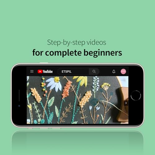 ETSPIL 4 Sets Embroidery Kit for Beginners ,Plant Kits for Adults Learn 33 Different Stitches,Includes Stamped Pattern, Easy to Follow Instruction & ETSPIL