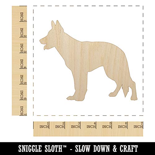 German Shepherd Dog Solid Unfinished Wood Shape Piece Cutout for DIY Craft Projects - 1/8 Inch Thick - 6.25 Inch Size Sniggle Sloth