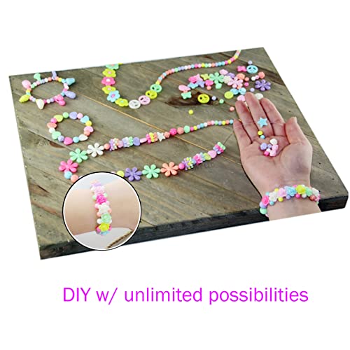 Jewelry Making kit Beads for Bracelets Making kit for Girls. 500+ Pieces Variety Shapes and Colors Perfect Toys for Girls Kids Age 4-6-8-10-12 DAZZLINGKIT