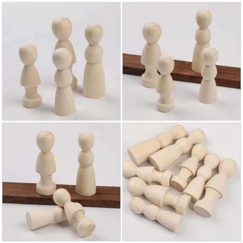 Operitacx 10pcs Unfinished Wood Peg Dolls Little Wooden Peg People Decorative Wood Doll DIY Painting Dolls for Peg People Crafts and Small World Play Operitacx