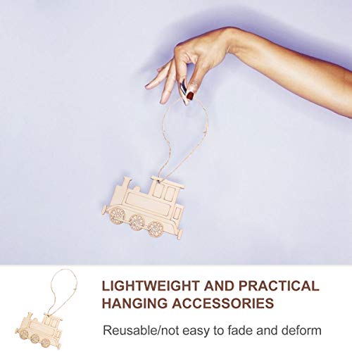 ARTIBETTER 20Pcs Unfinished Wood Ornaments Train Shape Blank Wood Natural Slices for DIY Crafts Painting Photo Props Home Decorations (Khaki) ARTIBETTER